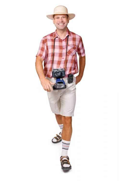 Tourists hiker smiling