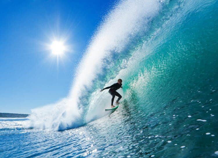 Surfer in a pipeline