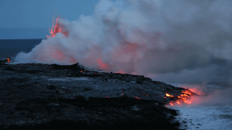 Lava Entering Sea, Big Island