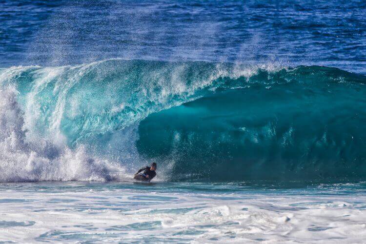 Haleiwa, HI, USA - January 17, 2013 : Shot at Banzai Pipeline on the North Shore of Oahu