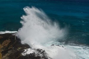 Halona Blow Hole on a clear, sunny day at Oahu, Hawaii.