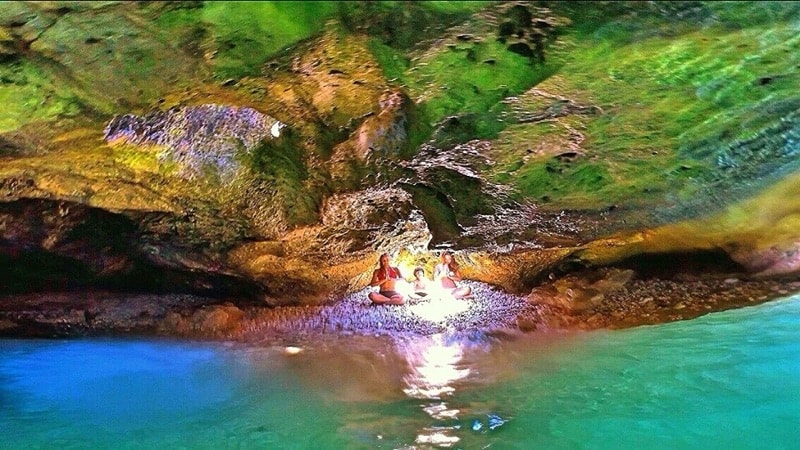 relaxing in the blue and green water